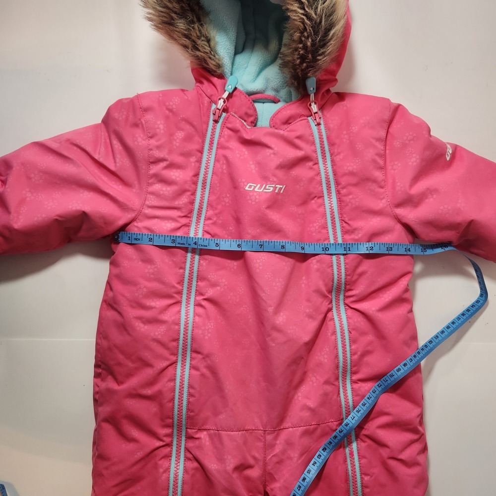 Gusti Pink Toddler Snowsuit‎ Faux Fur Ear Hood Fleece Lined One Piece 24M - Picture 7 of 7
